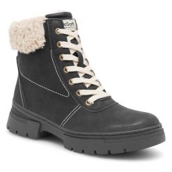 Botki Go Soft. Czarne botki GO SOFT, bez wzorów, bez obcasa, na płaskiej podeszwie, bez zapięcia. Za 159.99 zł.
