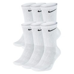Skarpety Unisex Adult Everyday Cushioned (zestaw 6 Sztuk). Białe skarpetki Nike, bez wzorów, z bawełny. Za 156.99 zł.
