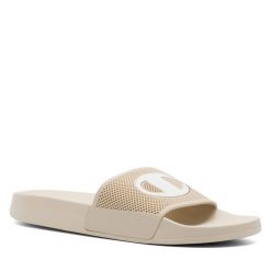 Klapki Champion. Brązowe klapki Champion, bez wzorów, sportowe, bez obcasa, bez zapięcia. Za 79.99 zł.