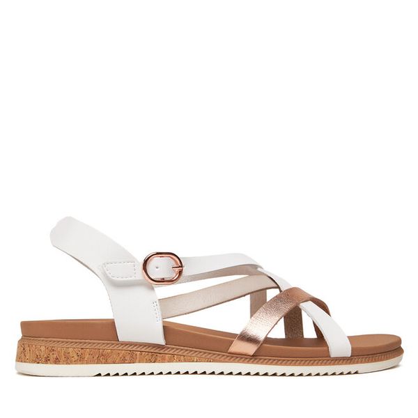 Sandały Skechers. Białe sandały Skechers, bez wzorów, bez obcasa, na płaskiej podeszwie, bez zapięcia. Za 159.99 zł.