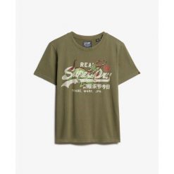Koszulka damska Superdry Tokyo Vl. Zielone t-shirty sportowe Superdry, bez wzorów, bez ramiączek. Za 166.50 zł.