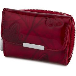 Damski Skórzany Elegancki Portfel Mały Lakier Motyle Na Karty Skóra Czerwony 821. Czerwone portfele bez wzorów, z lakierowanej skóry. Za 54.99 zł.