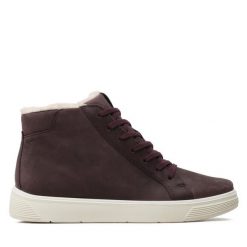 Botki ECCO. Fioletowe botki ECCO, bez wzorów, z gore-texu, street, bez obcasa, na płaskiej podeszwie, bez zapięcia. Za 329.99 zł.