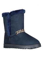 Geographical Norway Botki zimowe "Oseille" w kolorze granatowym rozmiar: 38. Niebieskie botki Geographical Norway, bez wzorów, z futra, bez obcasa, bez zapięcia. Za 56.53 zł.