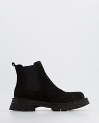 SZTYBLETY DAMSKIE 02401415 BLACK. Czarne botki Venezia, bez wzorów, ze skóry, bez obcasa, bez zapięcia. Za 319.00 zł.