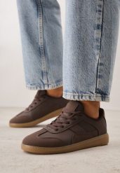 Brązowe Sneakersy VICES Typu Klasyczne Tenisówki z Łączonych Materiałów Azinina. Brązowe buty sportowe lifestyle Born2be, bez wzorów, z jeansu, bez zapięcia, tenisowe. Za 84.99 zł.