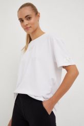 EA7 Emporio Armani t-shirt damski kolor biały. Białe t-shirty EA7 Emporio Armani, m, bez wzorów, bez kołnierzyka, bez ramiączek. W wyprzedaży za 174.99 zł.