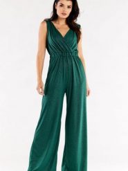 Kombinezon Model A552 Bottle Green - awama. Zielone kombinezony Awama, l, bez wzorów, z elastanu, bez kołnierzyka, bez ramiączek. Za 398.95 zł.