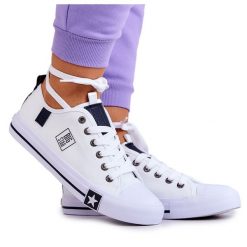 Klasyczne Niskie Trampki Big Star JJ274255 Białe. Białe trampki bez wzorów, z gumy, klasyczne, bez zapięcia. Za 205.59 zł.
