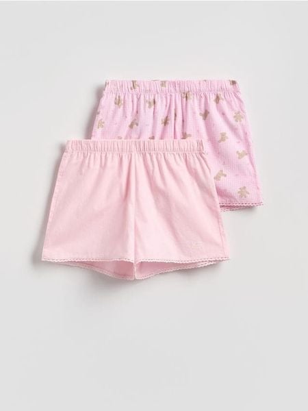 Szorty piżamowe 2 pack - różowy. Czerwone piżamy Reserved, l, bez wzorów, z bawełny, bez kołnierzyka, bez ramiączek. Za 55.99 zł.