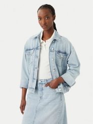 Tommy Jeans Kurtka jeansowa DW0DW23471 Niebieski Relaxed Fit. Niebieskie kurtki Tommy Jeans, xl, bez wzorów, z jeansu, bez kaptura. Za 649.99 zł.