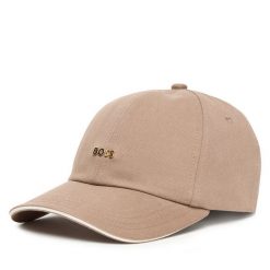 Czapka z daszkiem BOSS. Brązowe czapki z daszkiem Boss, bez wzorów. Za 129.99 zł.