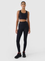 4F Legginsy treningowe z wysokim stanem damskie - czarne XL. Czarne legginsy 4f, bez wzorów, z dzianiny, sportowe. Za 119.99 zł.