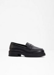 Skórzane loafersy. Czarne czółenka bonprix, bez wzorów, ze skóry, bez obcasa, bez zapięcia. Za 209.99 zł.