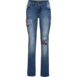 Dżinsy z łatami STRAIGHT bonprix niebieski "stone”. Jeansy marki bonprix. Za 129.99 zł.