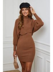 Soft Cashmere Sukienka w kolorze karmelowym rozmiar: 38/40. Brązowe sukienki Soft Cashmere, bez wzorów, klasyczne, bez kołnierzyka, bez ramiączek, mini. Za 173.60 zł.