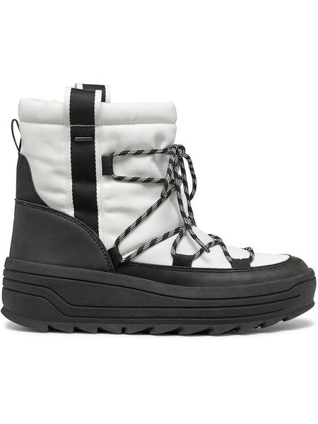 Geox Kozaki zimowe "Milleiny" w kolorze biało-czarnym rozmiar: 39. Białe kozaki Geox, na zimę, bez wzorów, eleganckie, bez obcasa, bez zapięcia. Za 301.64 zł.