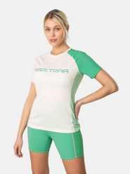 KARI TRAA Koszulka sportowa "Ella" w kolorze jasnoróżowo-zielono-kremowym rozmiar: M. Brązowe t-shirty sportowe Kari Traa, m, bez wzorów, z materiału, bez ramiączek, outdoorowe. Za 149.66 zł.