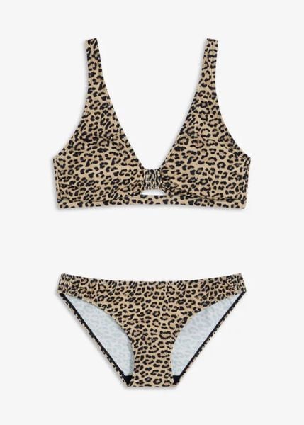 Bikini bustier (2 części). Brązowe bikini bonprix, z aplikacjami. Za 114.99 zł.