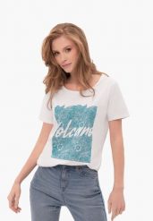Biały t-shirt z nadrukiem T-PEPI. Białe t-shirty Volcano, m, bez wzorów, z bawełny, klasyczne, bez kołnierzyka, bez ramiączek. Za 59.99 zł.