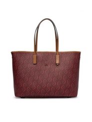 Tommy Hilfiger Torebka Th Monoplay Tote Le AW0AW17416 Czerwony ciemny. Czerwone shopper bag Tommy Hilfiger, bez wzorów, ze skóry, bez dodatków. Za 849.99 zł.