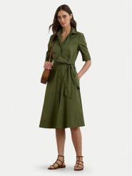 LAUREN RALPH LAUREN Sukienka koszulowa 200748950014 Zielony Regular Fit. Zielone sukienki Lauren Ralph Lauren, bez wzorów, z bawełny, bez kołnierzyka, bez ramiączek, koszulowe. Za 809.99 zł.