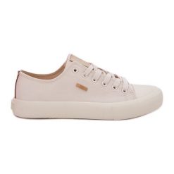 Materiałowe Trampki Damskie Big Star RR274768 Beżowe beżowy. Brązowe trampki bez wzorów, z gumy, eleganckie, bez zapięcia. Za 207.99 zł.