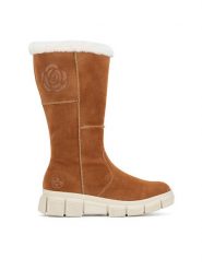 Rieker Kozaki X3455-24 Brązowy. Brązowe kozaki Rieker, bez wzorów, z materiału, bez obcasa, na płaskiej podeszwie, bez zapięcia. Za 272.99 zł.