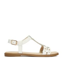 Sandały Lasocki. Białe sandały Lasocki, bez wzorów, bez obcasa, na płaskiej podeszwie, bez zapięcia. Za 159.99 zł.