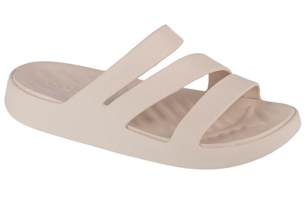 Klapki damskie Crocs 209587160. Brązowe klapki Crocs, bez wzorów, z materiału, bez obcasa, bez zapięcia. Za 255.00 zł.
