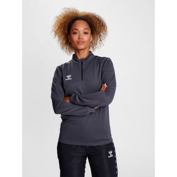 Damska bluza dresowa half zip Hummel Authentic. Szare bluzy bez kaptura Hummel, bez wzorów, z dresówki, bez kaptura, na fitness i siłownię. Za 243.00 zł.