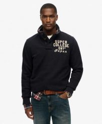 Superdry Vintage Athletic sweter z półrozpięciem. Niebieskie swetry Superdry, m, z aplikacjami, z bawełny, vintage, bez ramiączek. Za 387.20 zł.