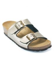 Mandel Skórzane klapki w kolorze złotym rozmiar: 37. Żółte klapki Mandel, bez wzorów, klasyczne, z otwartym noskiem, bez obcasa, bez zapięcia. Za 121.99 zł.