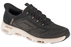 Buty sportowe Sneakersy damskie, Slip-Ins: Glide-Step Gratify - Pace. Czarne buty treningowe Skechers, bez wzorów, z materiału, przed kostkę, bez zapięcia, trekkingowe. Za 525.50 zł.