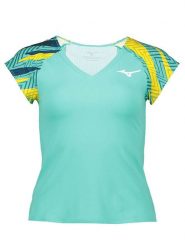 Mizuno Koszulka sportowa w kolorze turkusowym rozmiar: S. Niebieskie t-shirty sportowe Mizuno, s, bez wzorów, z materiału, bez ramiączek, outdoorowe. Za 61.60 zł.