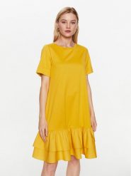 Weekend Max Mara Sukienka codzienna Vanna 2356210331 Żółty Regular Fit. Żółte sukienki Weekend Max Mara, na co dzień, s, bez wzorów, z bawełny, bez kołnierzyka, bez ramiączek, proste. Za 429.99 zł.