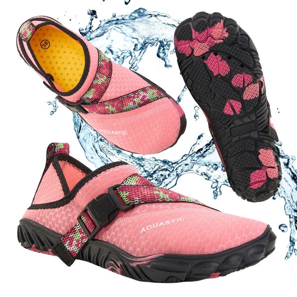 Buty do wody damskie AQUASTIC Gatun. Czerwone buty treningowe AQUASTIC, na lato, bez wzorów, z gumy, bez zapięcia, do pływania. Za 62.99 zł.
