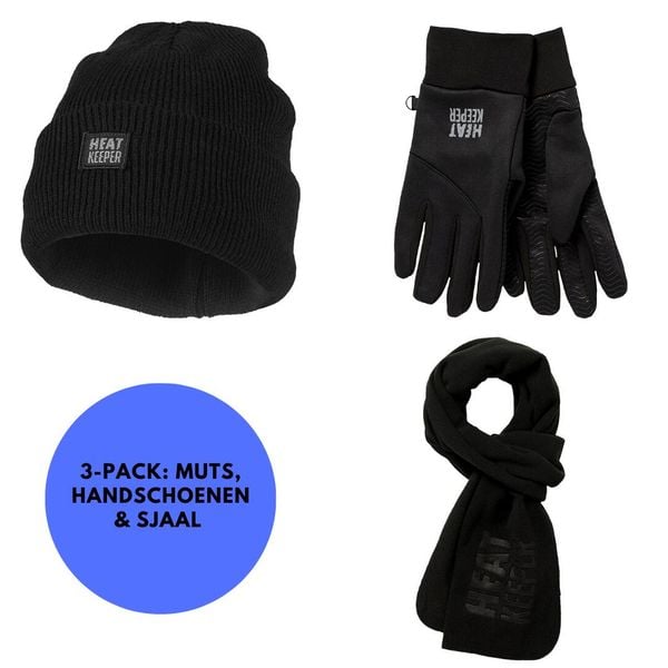 Zestaw damski Termoczapka/rękawiczki/szalik. Czarne szaliki i kominy HEAT KEEPER, na zimę, bez wzorów, z materiału, sportowe. W wyprzedaży za 167.20 zł.