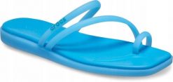 Klapki Dla Dorosłych Crocs Miami Frosted Toe Loop Women. Niebieskie klapki Crocs, bez wzorów, z materiału, bez obcasa, bez zapięcia. Za 159.99 zł.