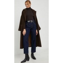 Levi's płaszcz z domieszką wełny kolor brązowy przejściowy oversize. Brązowe płaszcze Levi's, l, bez wzorów, z materiału, klasyczne, bez kaptura. Za 999.90 zł.