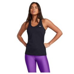 Top damski Under Armour Tech Mesh Racer Tank. Czarne topy Under Armour, xs, bez wzorów, z meshu, sportowe, bez kołnierzyka, bez ramiączek. Za 90.99 zł.