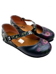 Goby Skórzane baleriny w kolorze granatowym ze wzorem rozmiar: 39. Niebieskie baleriny Goby, bez wzorów, bez obcasa, bez zapięcia. Za 165.31 zł.