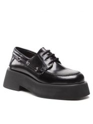 Simple Półbuty SL-30-02-000095 Czarny. Czarne półbuty wsuwane Simple, bez wzorów, ze skóry, bez obcasa, na obcasie. Za 229.99 zł.