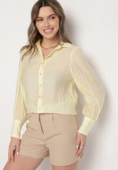 Żółta Klasyczna Koszula z Wiskozą Linarina. Żółte koszule Born2be, m, bez wzorów, z jeansu, eleganckie, bez kołnierzyka, bez ramiączek. W wyprzedaży za 67.99 zł.