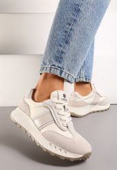 Beżowe Klasyczne Sneakersy ze Skóry Naturalnej Goteria. Brązowe buty sportowe lifestyle Renee, bez wzorów, ze skóry, klasyczne, bez zapięcia. W wyprzedaży za 151.99 zł.