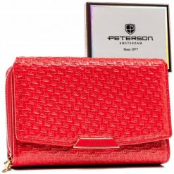 Portfel damski Peterson PTN 001-YS czerwony. Czerwone portfele Peterson, bez wzorów, ze skóry ekologicznej. Za 56.00 zł.