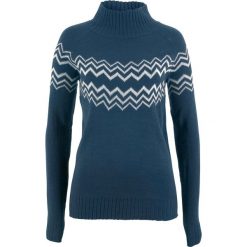 Sweter bonprix ciemnoniebiesko-biel wełny. Niebieskie swetry bonprix, z wełny. Za 74.99 zł.