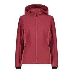 Kurtka damska softshell z kapturem CMP Honeycomb. Czerwone kurtki CMP, xl, bez wzorów, z materiału, z kapturem. Za 342.50 zł.