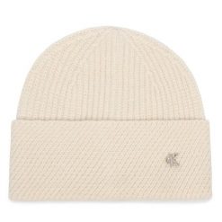 Czapka Calvin Klein. Białe czapki zimowe Calvin Klein, bez wzorów. Za 169.99 zł.