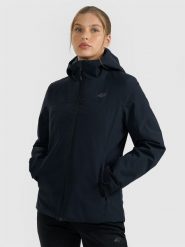 4F Kurtka narciarska membrana 5000 damska - czarna XXL. Czarne kurtki narciarskie 4f, na zimę, xxl, bez wzorów, z materiału, bez kaptura, narciarskie. Za 349.99 zł.